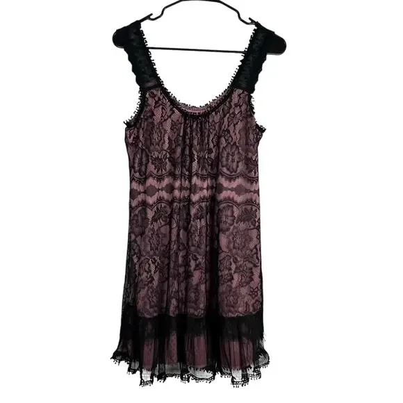ezra | Dresses | Ezra Black Lace Overlay Slip Dress Size M